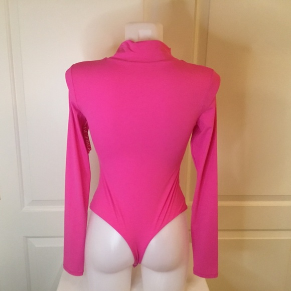NWT PUMIEY Pink Crew Neck Long Sleeve Bodysuit Size Medium - Picture 5 of 7